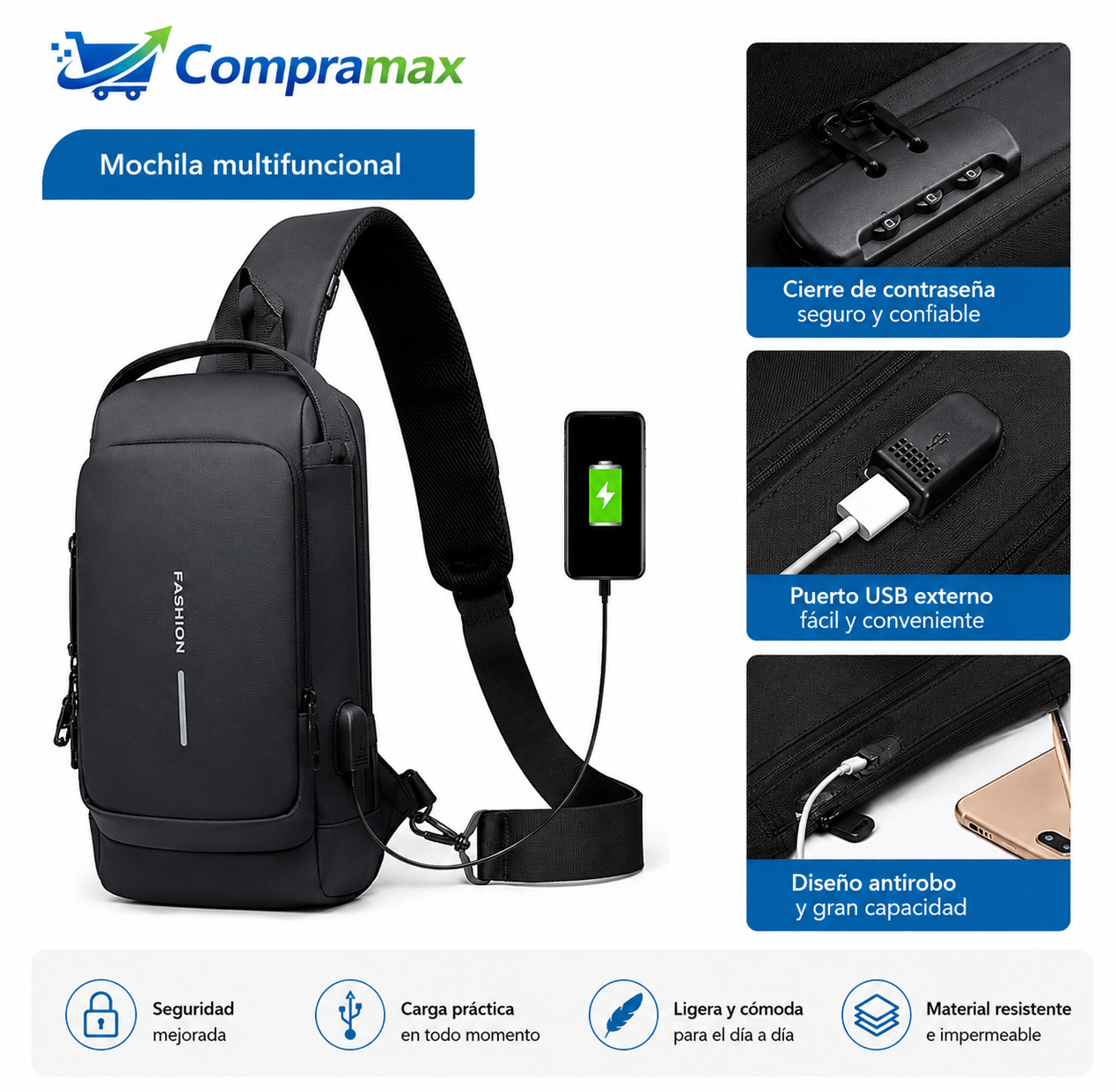 MOCHILA MULTIFUNCIONAL Lleva tus objetos protegidos y a mano